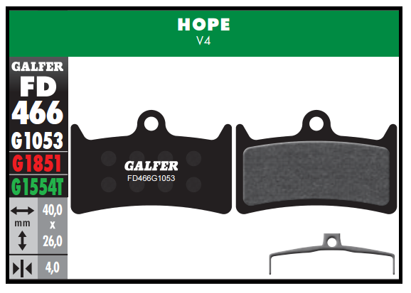 PASTILLAS FRENO BICICLETA GALFER ADVANCED HOPE V4